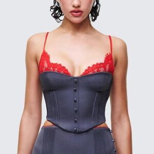 Finesse Women's Grey and Red Crop-top S nwot